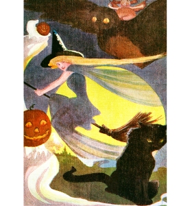 Illustration: Hallowe'en. A Year With the Fairies. Written by Anna M. Scott. Illustrations by M. T. (Penny) Ross. P. F. Volland & Co.: Chicago, U.S.A. 1914.