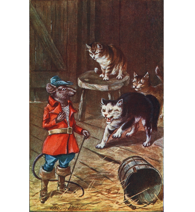 Illustration:  A regular old pirate rat came out, dressed as if he was going to a party.  Billy Goat’s Story  By Amy Prentice.  Illustrations by J. Watson Davis.  A. L. Burt Company: New York. Ca 1906.
